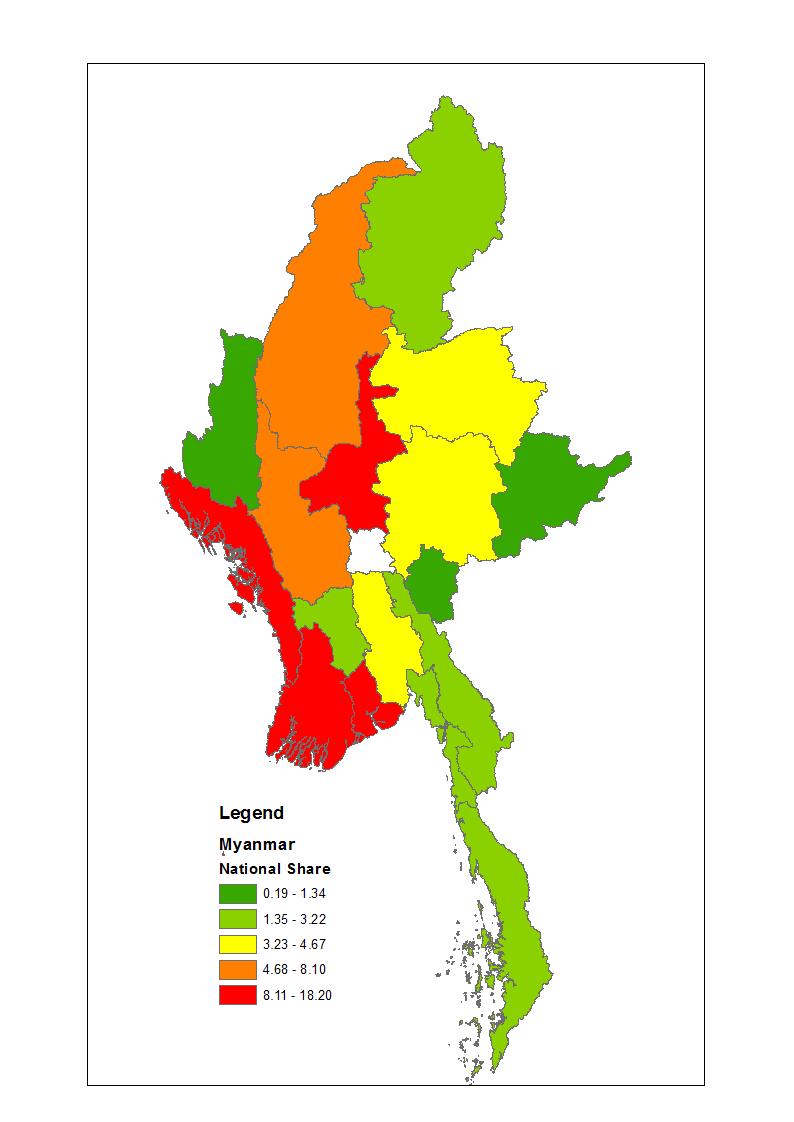Where do the Poorest Live? Poverty Rates are the highest in Chin/ Rakhine and the lowest in Mon/Sagaing.