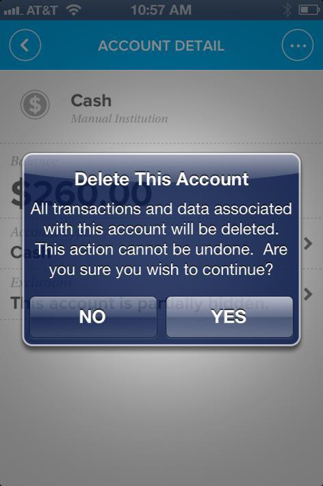 2. Tap on Delete Account then confirm by tapping YES in the pop-up that