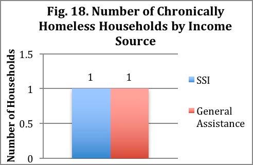 Demographics All 3 of the chronically homeless persons counted in 2017 were between 55 and 64 years old as shown in Figure 16. 66.7% of those counted as chronically homeless were male, and 33.