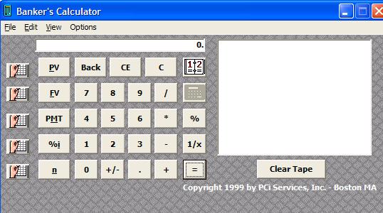 Open the Banker s Calculator Banker's Calculator Menus File: Select Exit to leave the Banker's Calculator's module.