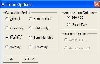 Complete the Term Options dialog box and click OK. 3.
