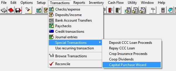 PcMars Farm Accounting Software CAPITAL PURCHASE WIZARDS Version 2.