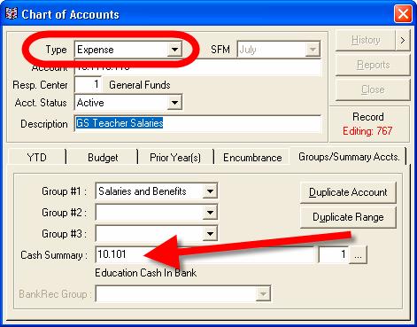 o Set as Default for Cash Summary Accts Selecting this option will set all Cash Summary Accounts to Regular Checking.