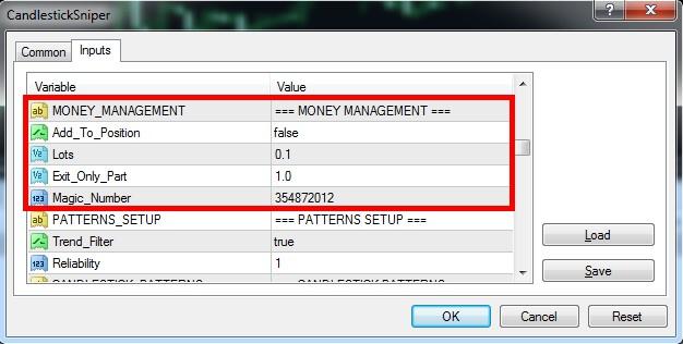 Money management Add_To_Position Lots Exit_Only_Part Magic_Number If Add_To_Position is set to false, there will be no more than one opened position at a time.