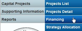 The first capital project is loaded into the Capital Project drop-down box. To change the project, select a different Capital Project from the drop-down box, as shown below.
