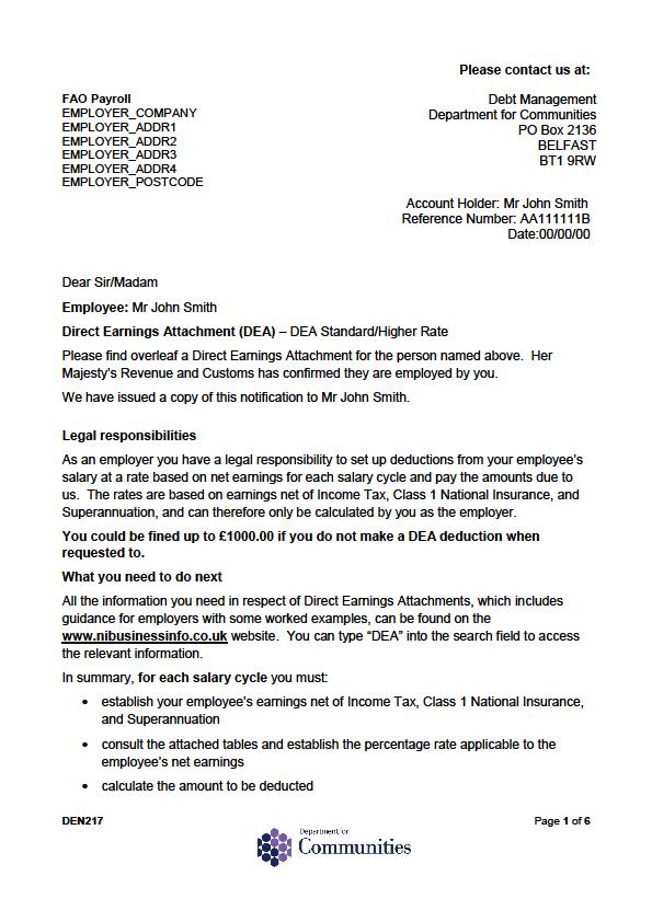 Appendix 1 DEN 2 Letter Formal notice from DfC