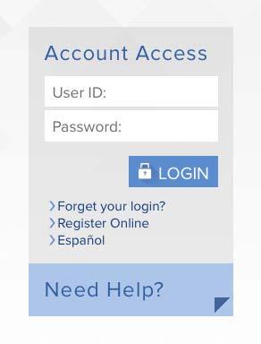 On the Account Access page, enter your User ID and Password into the Account Access Login. If you are logging in for the first time, click Register Online.