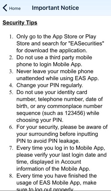 2) about the EAS Mobile App in Important Notice. Figure 15.