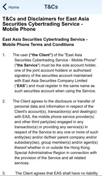 17. T&Cs You can review the Terms and Conditions and Disclaimers of using the BEA Securities Services