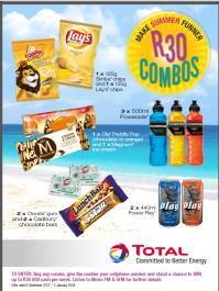 Pump R30 combos 1 Associated companies Total South Africa (Pty) Ltd Coca Cola South África (Pty) Ltd Ekhamanzi Tiger Brands Mars Participating Products Buy 1 x 125g Lays and