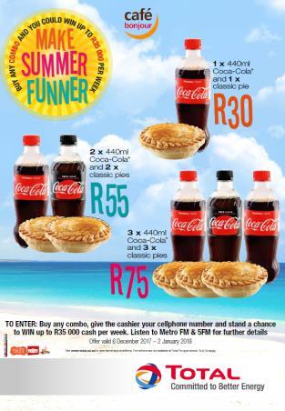 Pieman s MaBaker Buy any 1 x Classic Pie and 1x 500ml/440ml Coca Cola Products @ R30 Buy any 2 x Classic Pie
