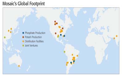 A Global Presence Mines and Chemical plants in stable geopolitical regions Ship product to approximately 4 countries Member of Canpotex and PhosChem export associations Global