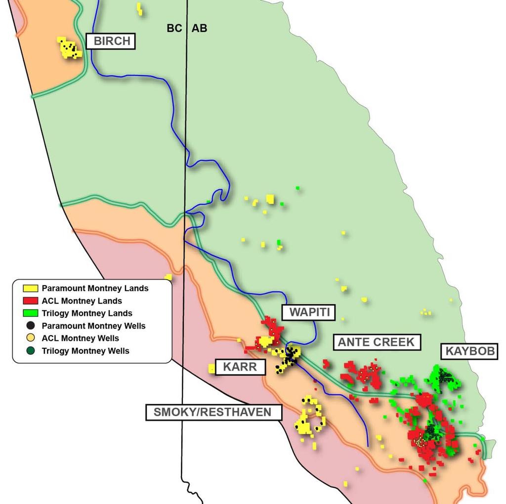 The Montney Portfolio (1) Highlights: ~370,000 net acres across AB/BC ~145,000 net acres in the Alberta liquids-rich over-pressured trend Kaybob Montney oil and gas- "manufacturing" stage leveraging