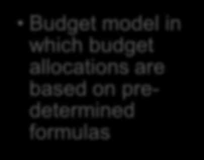 levels of the previous year and possibly increased by a set percentage Budget model in which