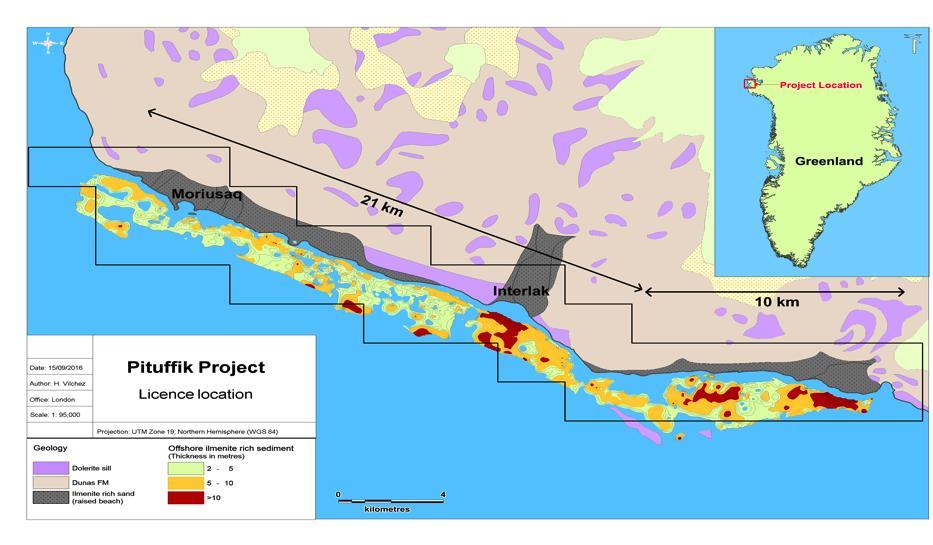 GEOLOGY AND LICENCE AREA MORIUSAQ BAY Includes the initial production zone with a high-grade resource of 7.9Mt at 14.