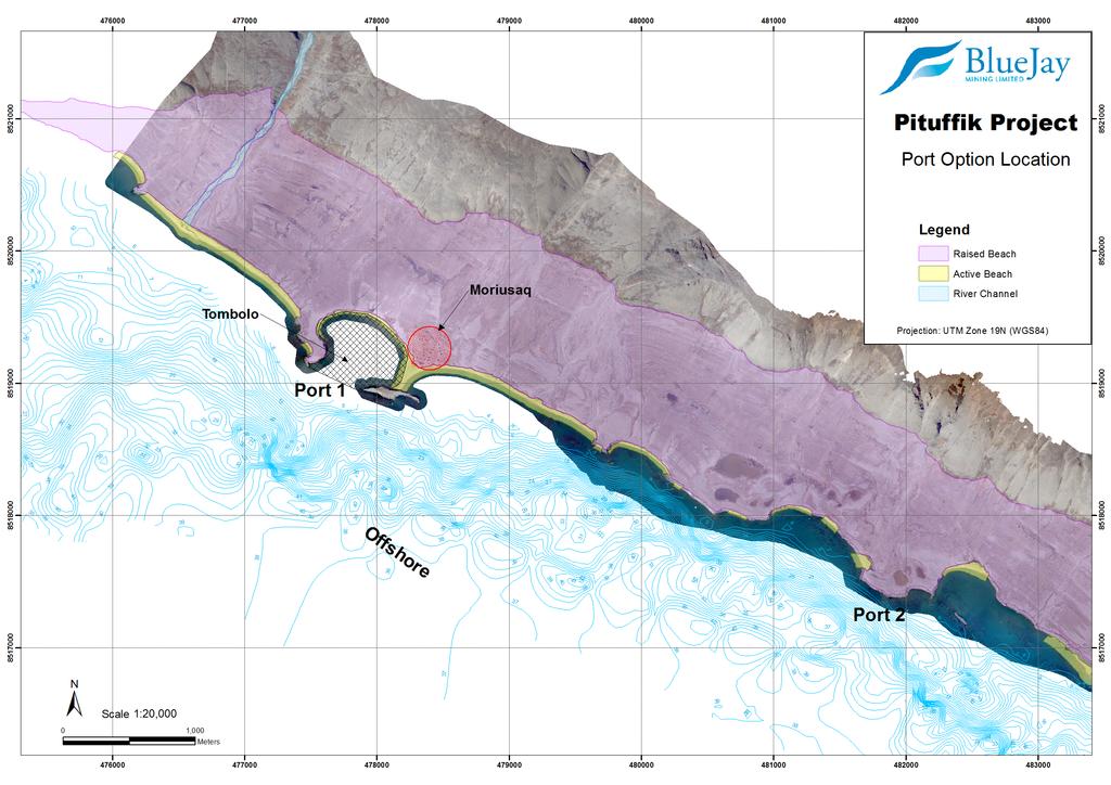 BATHYMETRY SURVEY COMPLETE TARGET To enable a robust assessment of shipping options Covered an area of ±90km 2 Detailed regional off-shore survey identified and surveyed, and according to Danish
