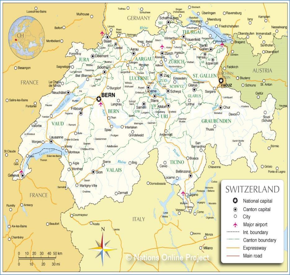Market Brief on Switzerland January 2018 Location Facts and Figures Total Population 8.2 Million Switzerland is a landlocked country located in Western and Central Europe.