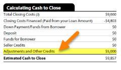 STRUCTURING THE LOAN Loan Estimate page 2: Enter the total repair amount (repair costs + contingency reserve + inspection fees + permits if required) in the Adjustments and Other Credit line.