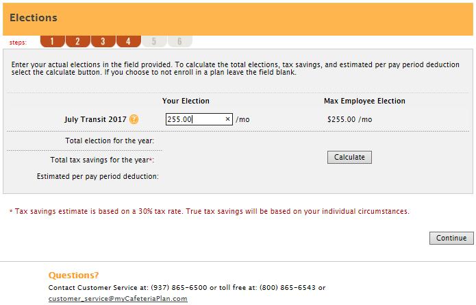 Step 6: Enter Your Election amount for the appropriate plans and click Calculate.