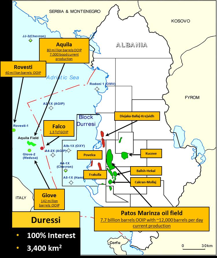 Albania - Durresi PSC Significant renewed farm-in interest Durresi Block 3,360 km 2, San Leon Energy 100% Includes appraisal of existing A4-1X discovery Three proven working petroleum systems