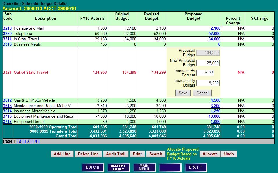 SETTING BUDGETS FOR OTHER SALARIES & WAGES, REVENUE & OPERATING OPERATING EXPENSE BUDGET ADJUSTMENTS ACCOUNT BUDGET SUMMARY SCREEN 1) From the Account Budget Summary screen, click on Operating