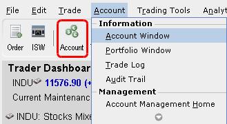 Chapter 5 Real-time Activity Monitoring The first time you open the Account window, "key" account values display by default (this default
