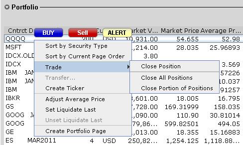 Chapter 5 The Right-Click Portfolio Menu The Right-Click Portfolio Menu If you select an asset in the Portfolio section and click your right mouse button, you will have access to a BUY and SELL