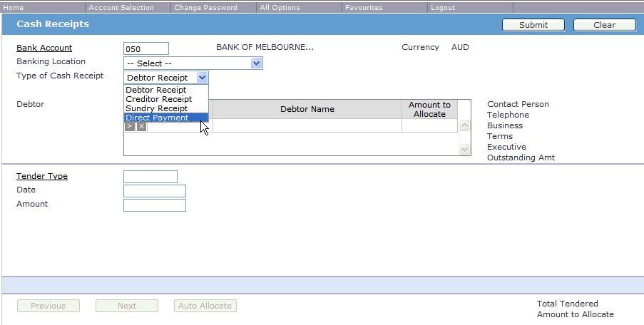 Direct Payment This function is available via Cash Receipting. It is used to account for situations where the client has paid a policy directly to the underwriter.