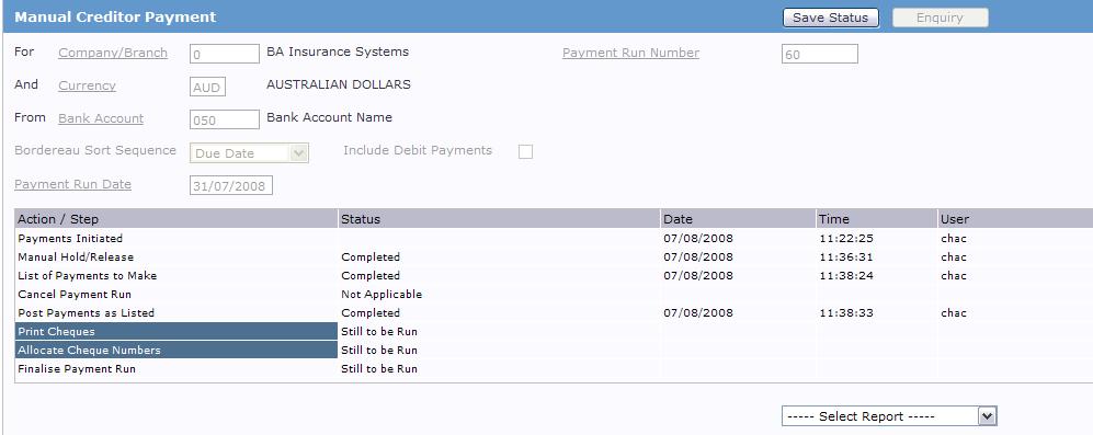Post Payments as Listed This step posts the payments to accounts. A dialogue box will confirm that you want to, Proceed.