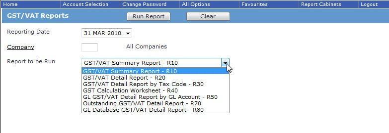 inputting GST in the Refine box at the bottom left of the All Options screen.