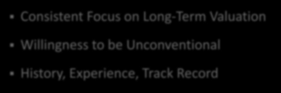 be Unconventional History, Experience, Track Record