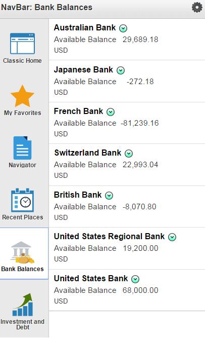 Receiving and Updating Bank Statements Chapter 12 Navigation Tap the NavBar icon to expand the navigator pane, then tap the Bank Balances tab.