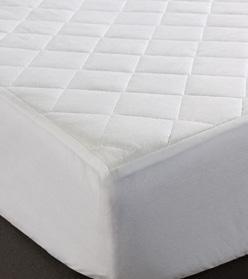 59 (122 x 190) tar Greenway Quilted mattress protector with hollowfibre filling and fitted skirt, diamond stitched to keep the quilting perfectly even.