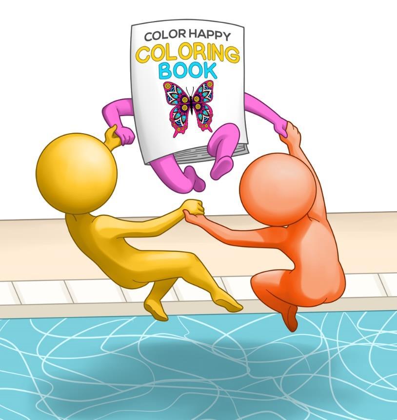 Coloring Book Bonus Pool Color Happy offers physical coloring books for sale at various outlets as a source of generating new leads for its digital subscription services.
