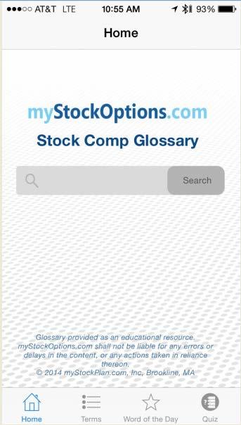 Free iphone, ipad, Android app: Stock Compensation Glossary Interactive reference guide to almost 1,000 terms on equity and executive