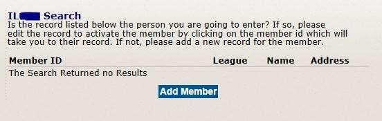 To add a new member to your League s roster: 1. In the left menu column, click Add Member. 2.