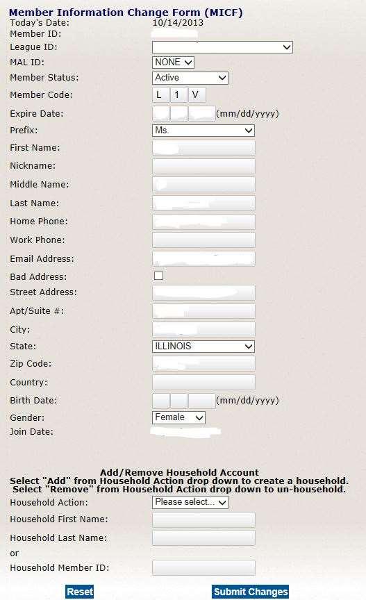 To view or edit an existing member s information: 1. In the left menu column, click MICF. Enter member information into one or several of the search boxes and click Enter.