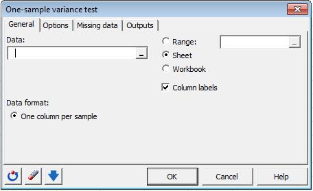 ONE-SAMPLE VARIANCE TEST Use this tool to compare the variance of a normally-distributed sample with a given value.