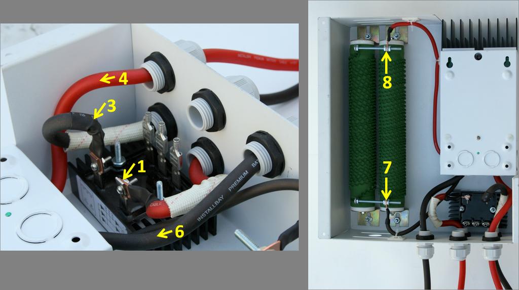 1. Connect your DC current source (PV, wind, hydro, etc.) directly to the RE disconnect. This is the red wire marked 1 in Figure 3 below. 2.