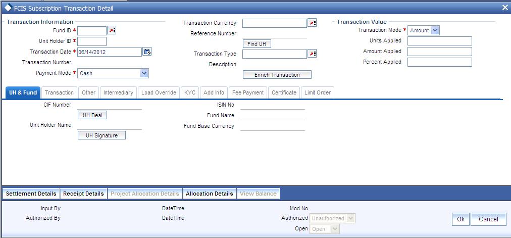 5. Processing Transactions - II 5.1 Maintaining Details in Transaction Screens For any transaction type, you can use the Transaction Detail screen to enter new transactions into the system.