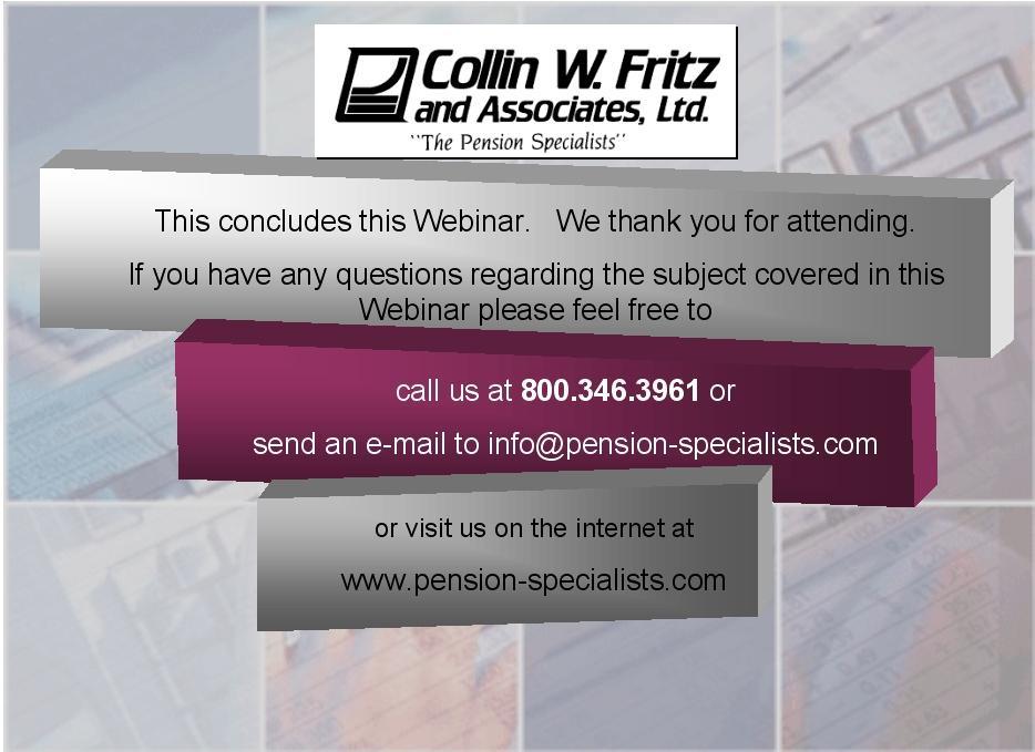 Copyright 2018 Collin W. Fritz & Associates, Ltd. The Pension Specialists All rights reserved.