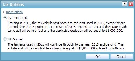 2. Click Tax Options. The Tax Options dialog box opens.