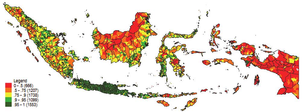 and improving spending results across space is also a challenge The geographical dimension (see VIC results on service delivery across Indonesia) Composite Index of Education