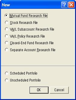 Saving a Search by criteria for later use Saving, Printing and Exporting in the Research View 4. Click the New icon on the toolbar. The New dialog box appears. 5.