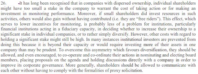 IBGC comment/suggestion: The Principles should recommend that the companies should foster and facilitate communication amongst shareholders, providing all possible and feasible ways and tools to help