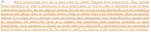 IBGC comment/suggestion: The document should emphasize that, in company groups, when voting those transactions, directors should act in