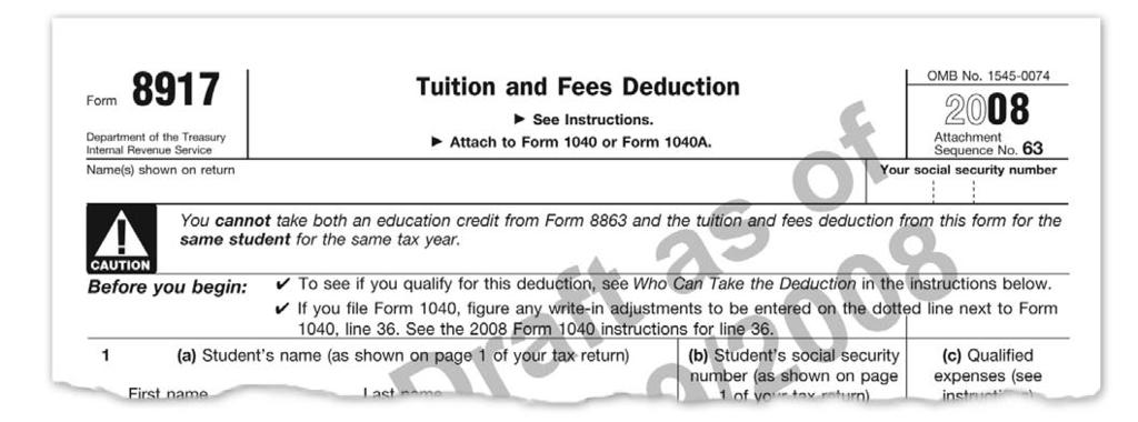 How do I handle tuition and fees? The tuition and fees deduction was extended through 2009 as a result of the Emergency Economic Stabilization Act of 2008. What is the deduction?