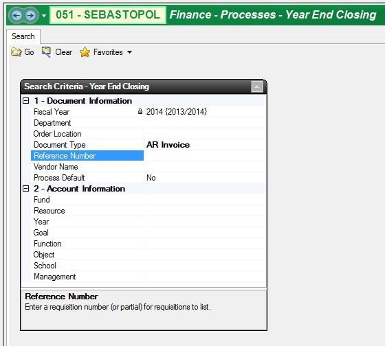 Move to the Year End Closing screen Provides a list specific to ARs Pprovides the screens to set up AR accruals Finance - Processes - Year End Closing 1.