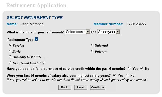 Retirement Type On the Select Retirement Type page, enter your Retirement Date and Retirement Type.
