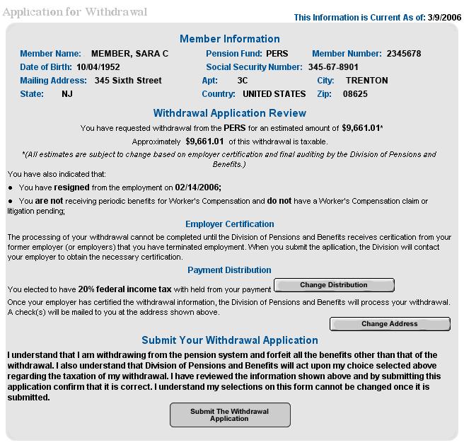 You will see a confirmation page to indicate that your Application for Withdrawal has been submitted successfully.